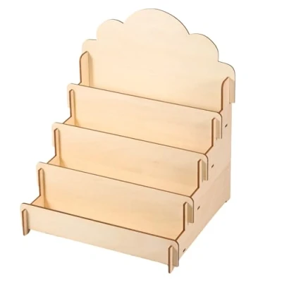 Image of Foppla Card Display Stand,4 Tier Wooden Greeting Rack,Removable Organizer Rack,Multifunctional Sticker Stand for Postcard Brochure Photos