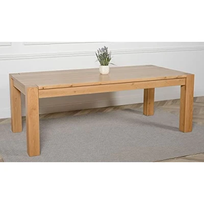 Image of Oak Furniture King Kuba 7ft Solid Dining Table for 8 10 People 220 x 100 cm Chunky Large Seater
