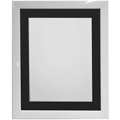 Image of FRAMES BY POST 0.75 Inch White Picture Photo Frame With Black Mount 14 x11 Image Size A4 Plastic Glass
