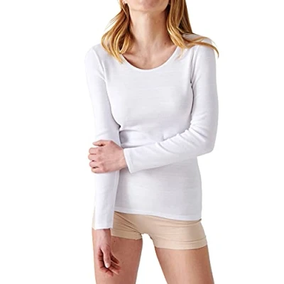 Image of Damart Women&#039;s TEE Shirt Manches Longues Fines COTES 54115 Underwear, White, XXL