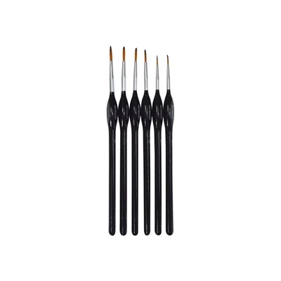 Image of Amtech Fine Detail Paint Brushes for Precision, Suitable Watercolours, Acrylics, Oils and Other Paints, Includes Different Sizes, Easy to Use with Comfortable Grip Handles (Set of 6)