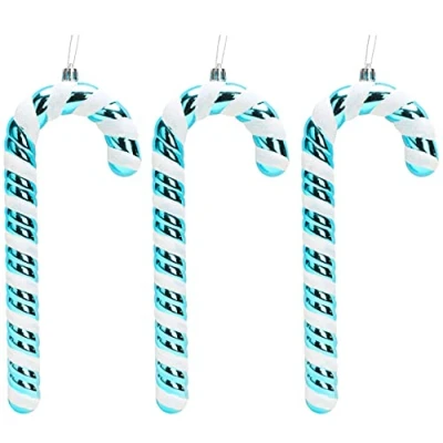 Image of Christmas Concepts® Pack of 3250mm Extra Large Candy Cane Baubles Shiny &amp; Glitter Decorated Decorations (Turquoise)