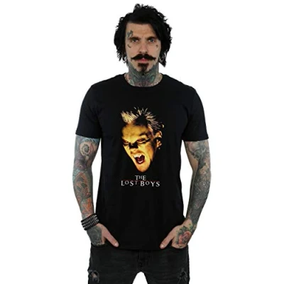 Image of Absolute Cult The Lost Boys Men&#039;s David Snarl Colour T Shirt Black Large