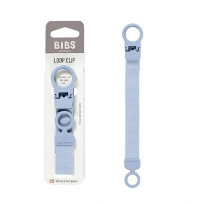 Image of BIBS Loop Pacifier Clip Sleek, Secure One Handed Operation, Fits All and Most Brands, Machine Washable, Slim Profile for Comfort, Ages 0+ Dusty Blue