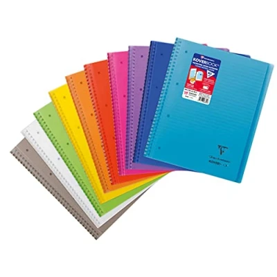 Image of Clairefontaine 396701C A Koverbook Spiral Notebook A4+ 22.5 x 29.7 cm 160 Lined Detachable Pages White Paper 90 g Polypro Cover Random Color