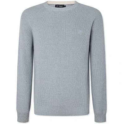 Image of Hackett London Men&#039;s Mouline Crew Jumper sweater, Chambray Ecru, XS UK