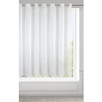Image of Eurofirany LUCY Voile Curtain, Sheer Curtain with Eyelets 1 Unit, Bedroom, Living Room, Kitchen, W158 x L59, White