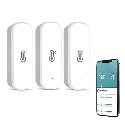 Image of 3 Pack Smart Wifi Temperature &amp; Humidity Sensor, Compatible with Alexa Home, for Baby, Garages, Intelligent Linkage, No Hub Required