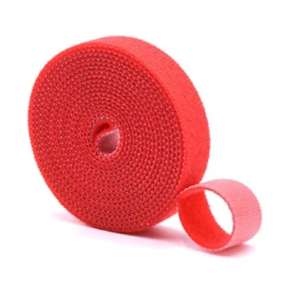 Image of 5m Fastening Tape Hook and Loop Straps Cable Ties for Management, 1cm Wide, Red