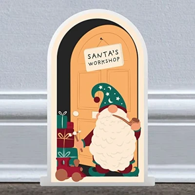 Image of Global Designs Santas Workshop Gonk Festive Standing Wooden Christmas Door Decor