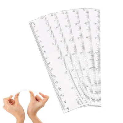 Image of 6 Pcs 15cm Plastic Rulers, Small Straight Bendy Ruler, Inch Clear Shatterproof Measuring Ruler Tool For Student School Office Teaching