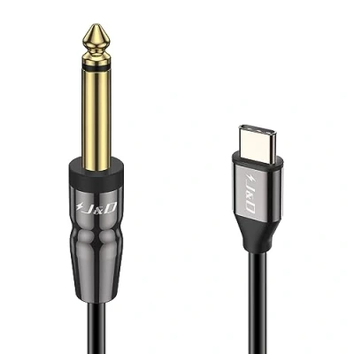 Image of J&amp;D USB C to 6.35mm 1/4 inch TS Audio Cable Gold Plated Type Male Mono Interconnect Aux Adapter Cable, Compatible with iPhone 15/15 Plus/15 Pro/15 Pro Max, 2 Meter