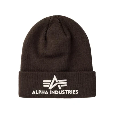 Image of Alpha Industries 3D Beanie Knitted Acrylic Hat for Men, Hunter Brown, One Size