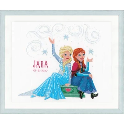 Image of Vervaco Counted Cross Stitch Kit: Frozen Sisters Forever, Cotton, Assorted, 10 x 1 14 cm