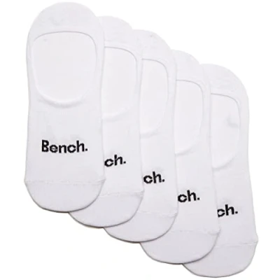 Image of Bench Mens 5 Pack Branded Invisible Trainer Liners No Show Sneaker Socks White