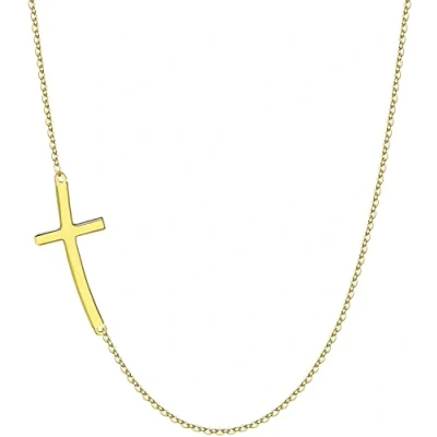 Image of JEWEE DIAMOND Handmade 14K Gold or Sterling Silver Cross Necklace Dainty Sideways Celebrity Pendant, Perfect for Layering Ideal Mothers Day Baptism Gift