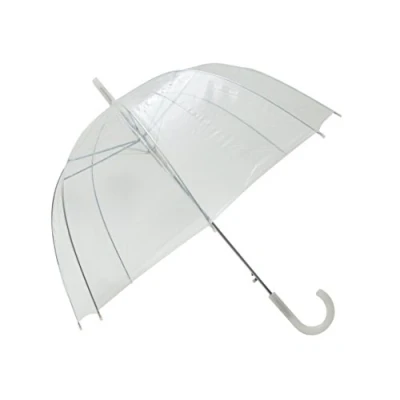 Image of SMATI Long Transparent umbrella Birdcage shape; Classic and basic ; Automatic opening Diameter=85cm Women&#039;s White border color; Dome shape umbrella; Wedding&#039;s