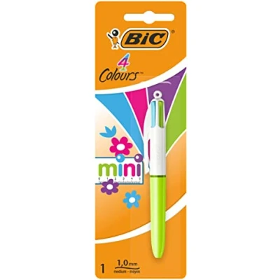 Image of Bic 4 colours Mini Pen 1.0mm Medium Pink, Purple, Turquoise, Green