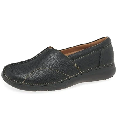 Image of Clarks Women&#039;s Un Loop Stride Loafer, Black (Black Leather), 9 UK
