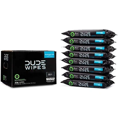 Image of DUDE Wipes Flushable 8 Pack, 336 Unscented Extra Large Adult Wet Vitamin E &amp; Aloe Septic and Sewer Safe