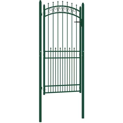 Image of vidaXL Fence Gate with Spikes Steel 100x200 cm Green