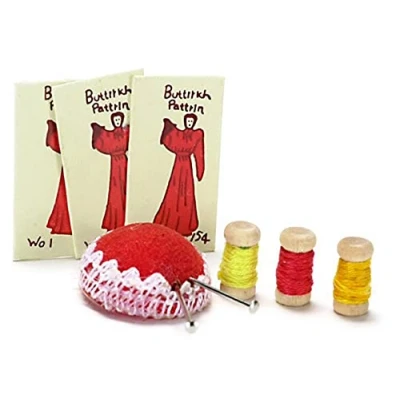 Image of Melody Jane Dolls House Miniature 1:12 Scale Sewing Room Accessory Pin Cushion Cotton Set