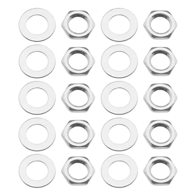Image of the Lord of Tools 30 Pairs Guitar Input Jack Socket Nuts Washers Set Pots Potentiometer Hex Nut and Parts for Electric Bass M7