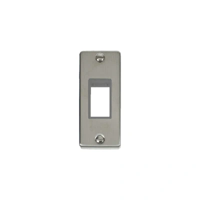 Image of Click Deco 1G MiniGrid Single Aperture Unfurnished Architrave Plate Stainless Steel Grey Inserts