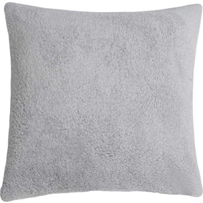 Image of Adore Home Cuddly Teddy Cushion Cover Luxury Super Soft Faux Fur Covers 43x43cm or 17x17, Silver