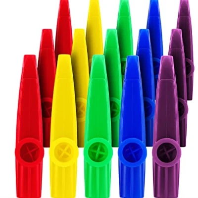 Image of 15 Pieces Plastic Kazoos Musical Instruments with Kazoo Flute Diaphragms for Gift, Prize and Party Favors, 5 Colors
