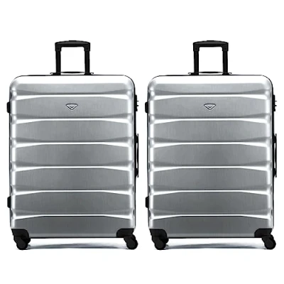 Image of Flight Knight Set of 2 Premium Suitcases Extra Stong Lightweight Luggage Hardcase with 4 Wheels &amp; Built in Lock (Set L+L)