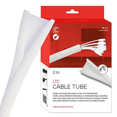 Image of LABEL THE CABLE Flexible &amp; Durable Self Closing Tidy Can be Cut Sleeve for Perfect Management LTC TUBE 2 m White 5120