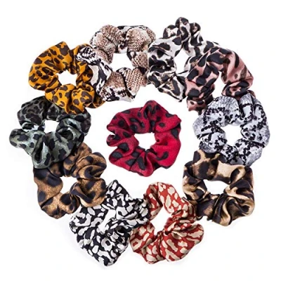 Image of 11 Pcs Hair Scrunchies Elastic Bands Scrunchy Ties Ropes Dot Leopard Scrunchie for Women And Girls Accessories