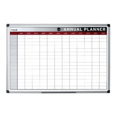 Image of KAV Dry Wipe Magnetic Annual Planner Stylish Aluminium Frame Whiteboard for Wall Multipurpose Organizational Board with Self Adhesive Memo, Kitchen Meal and Calendar (900 x 600 mm)