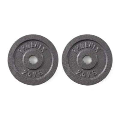 Image of Phoenix Fitness Cast Iron Weight Plates 1 Inch Free Plate for Barbell Dumbbell Bars, Weightlifting &amp; Strength Training at Home Gym Pair, 2.5kg