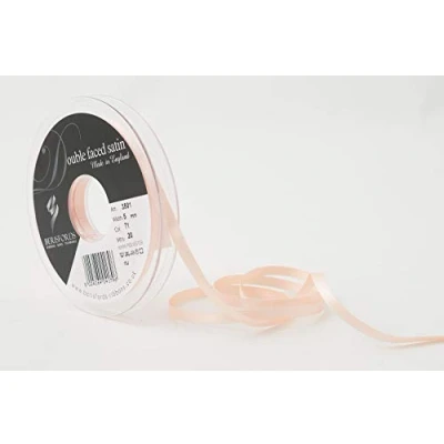 Image of Berisfords Double FACE Poly Satin Ribbon, Peach, 5 mm
