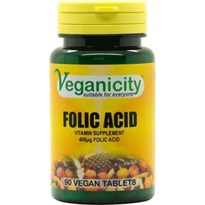 Image of Veganicity Folic Acid 400µg : B Vitamin Supplement 90 Tablets, in a Planet Friendly 99% Recycled Pot