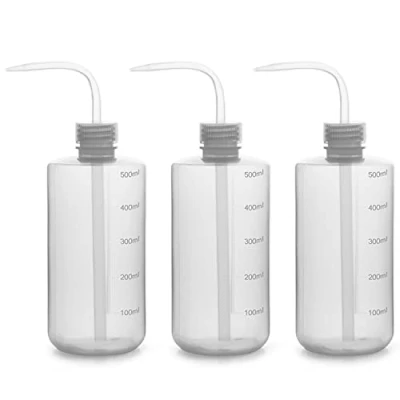 Image of Labasics Chemical Wash Bottle, 3 Pack Plastic Safety Lab Squeeze LDPE with Narrow Mouth, 500 ml (8 oz)/3 Bottles