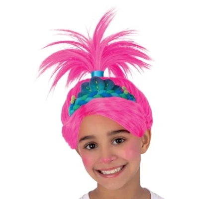 Image of Smiffys Trolls Band Together Poppy Wig with Attached Tiara, Officially Licensed Movie Fancy Dress, Child Dress Up Wigs