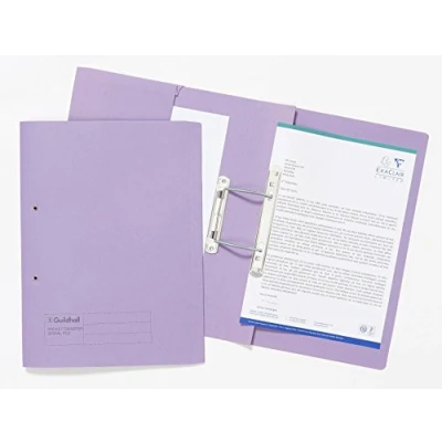 Image of Exacompta Ref 349 MVEZ Guildhall Pocket Spiral File, 315gsm Heavyweight Manilla, Holds A4 &amp; Foolscap Documents, Left Hand Pocket, Blue Angel Certified Mauve, Pack of 25