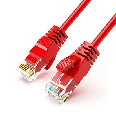 Image of Reulin Ultra Thin, Ethernet Cable, 1M Red, High Speed Internet Lan Wire Cat6 Cable 1GHz Gigabit RJ45 Network Lead Patch Cord For Smart TV, Computer, Laptop, Android TV Box, Gaming PC
