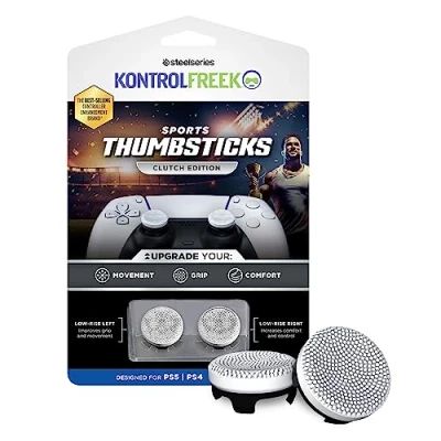 Image of KontrolFreek Clutch for Playstation 5, PS5 and 4, PS4 Controller, Performance Thumbsticks, 2 Low Rise Concave, Black &amp; White