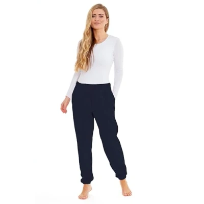 Image of INSIGNIA Ladies Jogging Pants Lounge Trousers (UK, Alpha, L, Regular, Navy Elasticated Bottom)