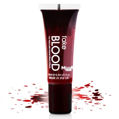 Image of Moon Terror Fake Blood with Applicator 10ml SFX Make up for Halloween Vampire Zombie Theatre Stage Special Effects Red