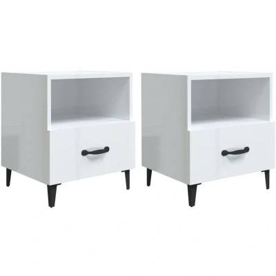 Image of vidaXL Bedside Cabinets 2 pcs High Gloss White Engineered Wood