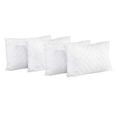 Image of Premium Pack of 4 Quilted Pillows Hotel Quality Hollow Fibre Filled Pillows, Standard Size, Anti Allergenic, for Side, Stomach and Back Sleeper, Down Alternative Bed Pillow