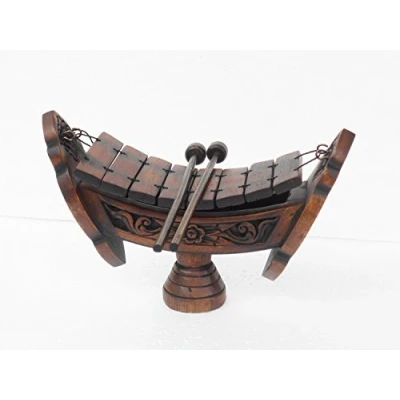 Image of Thai Teak Wood Traditional Musical Instruments Teakwood Wooden Xylophone 8 Bar Notes, inch Wood040