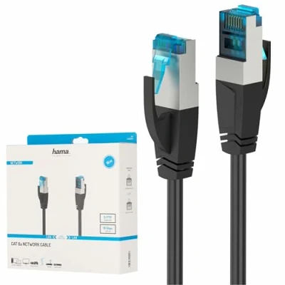 Image of Hama 200683 Network cable, CAT 6a, 10 Gbps, S/FTP, shielded, 10.00 m, black