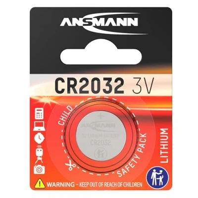 Image of ANSMANN CR2032 Coin Battery [Pack of 1] Lithium 3V Button Cell Ideal For Heart Rate Monitors, Remotes, Keyless Entry Systems, Glucose Watches, Car keys, Electronic Toys and Calculators