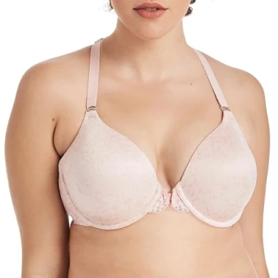 Image of Maidenform Women&#039;s Pure Genius Racerback Bra Full Coverage, Boho Paisley Print/Sheer Pale Pink, 40DD